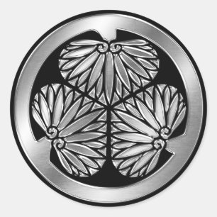 Tokugawa Clan Kamon Silver Chrome Classic Round Sticker