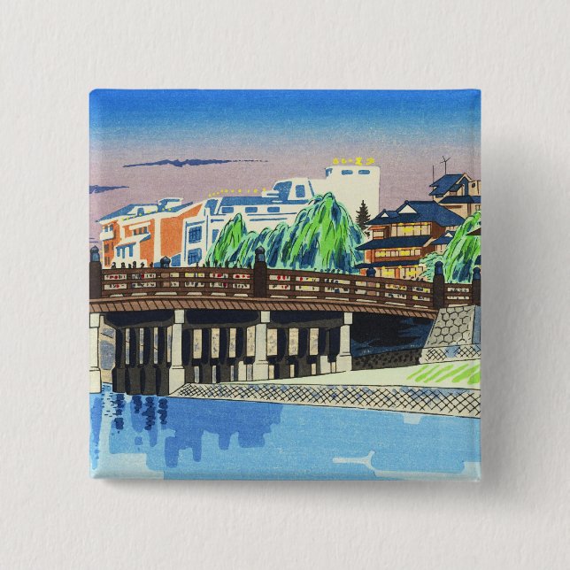 Tokuriki Tomikichiro Sanjo Bridge, Kyoto japanese 15 Cm Square Badge (Front)