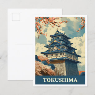 Tokushima Japan Vintage Art Travel Illustration Postcard