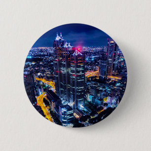 Tokyo at night 6 cm round badge