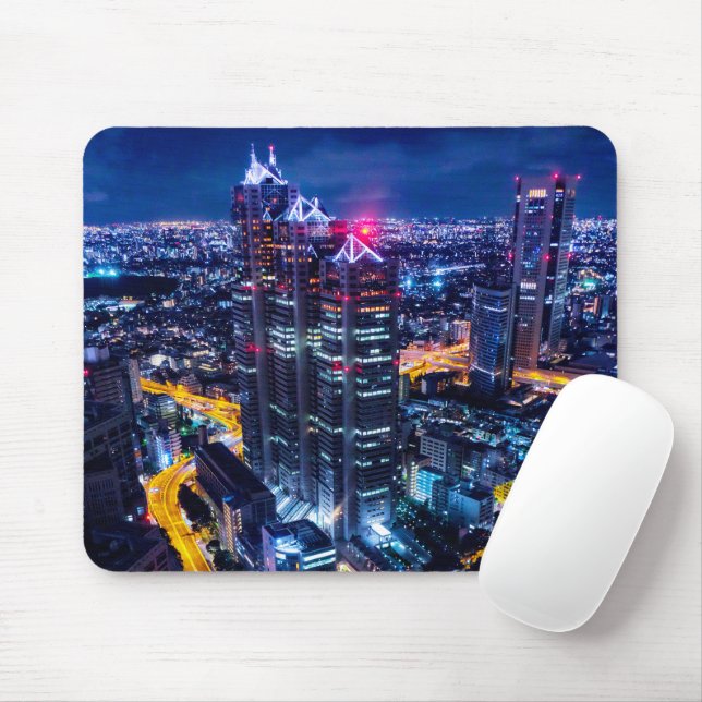 Tokyo at night mouse mat (With Mouse)