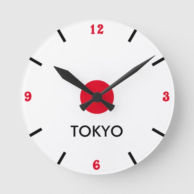 Tokyo Capital of Japan time zone minimalist Round Clock (Front)