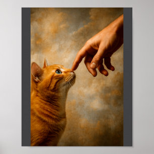 Tokyo Cat In Straw Hat With Tea Cup Skytree City V Poster