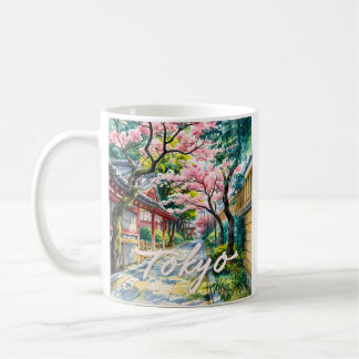 Tokyo Cherry Blossom Watercolor Traditional Japan  Coffee Mug