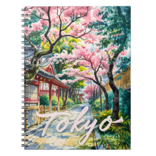 Tokyo Cherry Blossom Watercolor Traditional Japan Notebook