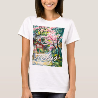 Tokyo Cherry Blossom Watercolor Traditional Japan  T-Shirt