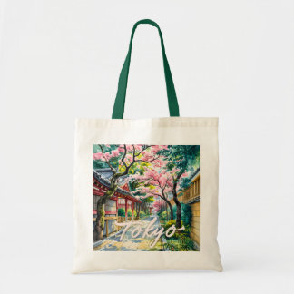 Tokyo Cherry Blossom Watercolor Traditional Japan  Tote Bag
