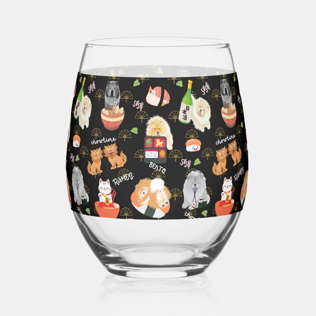 TOKYO CHOWTIME  Chow  Stemless Wine Glass (Back)