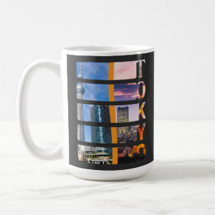 Tokyo City Vibe Vertical Slice Graphic Black Coffee Mug