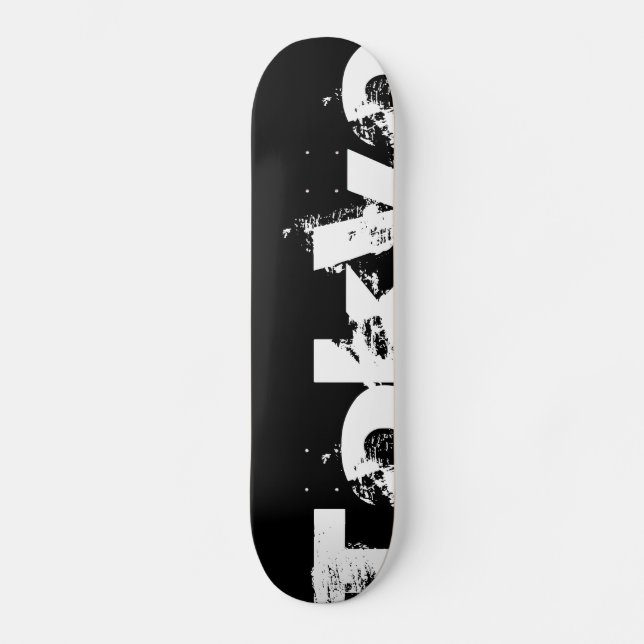 Tokyo - Cool Urban Style In Worn Black And White Skateboard (Front)