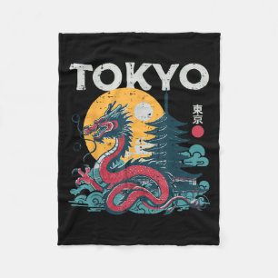 Tokyo Dragon Vintage Asian Japanese Mythical Women Fleece Blanket