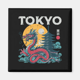 Tokyo Dragon Vintage Asian Japanese Mythical Women Magnet