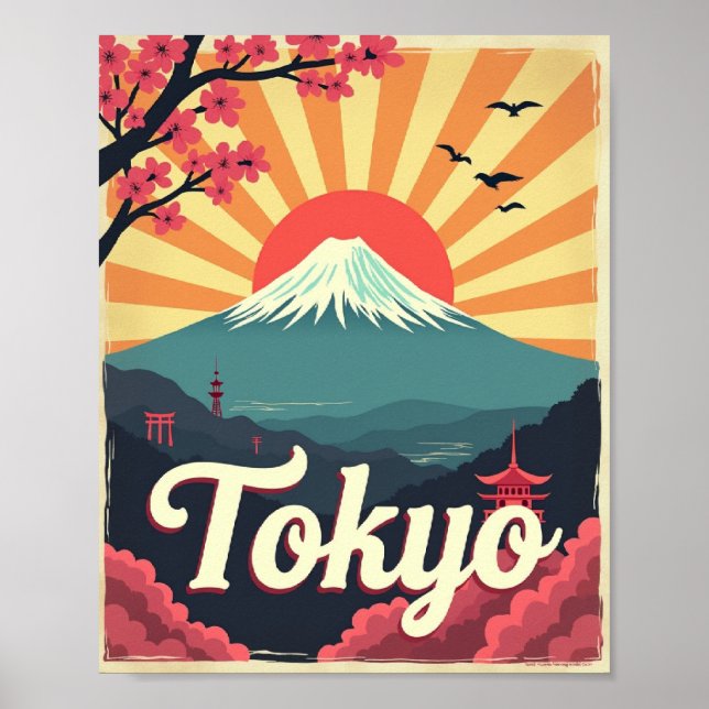 Tokyo in Bloom – Retro Travel Poster (Front)