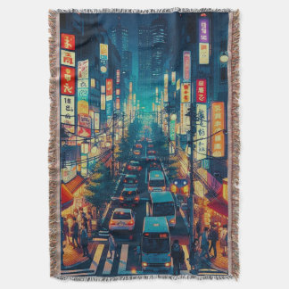 Tokyo in Motion Throw Blanket