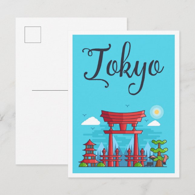 Tokyo Japan Art Travel Illustration Postcard (Front/Back)
