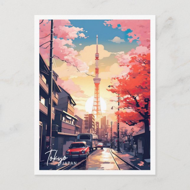 Tokyo Japan Art Travel Place illustration Postcard (Front)