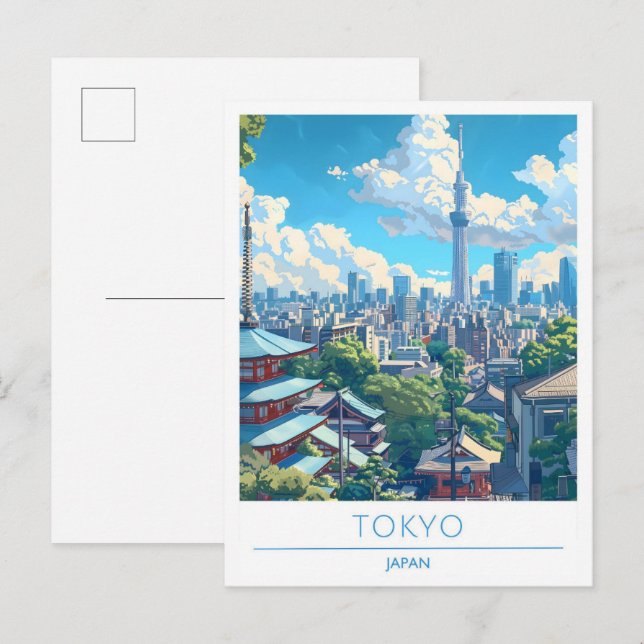 Tokyo Japan Art Vintage Travel  Postcard (Front/Back)