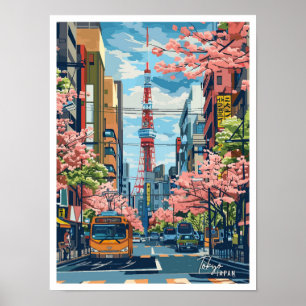Tokyo Japan Beautiful City Vintage Travel Poster