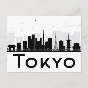 Tokyo, Japan   Black & White City Skyline Postcard