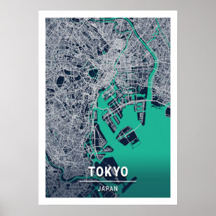 Tokyo - Japan Blue Dark City Map Poster