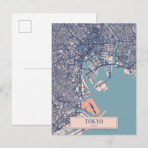 Tokyo Japan Breezy City Map Travel Postcard