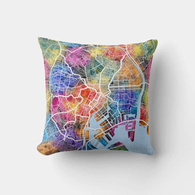 Tokyo Japan City Map Cushion (Front)