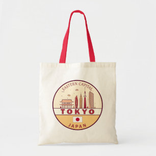 Tokyo Japan City Skyline Emblem Tote Bag
