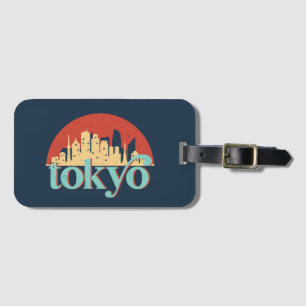 Tokyo Japan City Skyline Retro Travel Art Luggage Tag