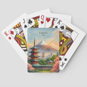 Tokyo Japan Cityscape Watercolor Souvenir Playing Cards