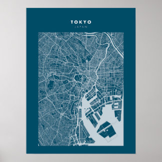 Tokyo - Japan Dark Blue City Map Poster