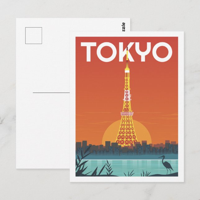 Tokyo Japan Famous Travel Place Illustration Postcard (Front/Back)