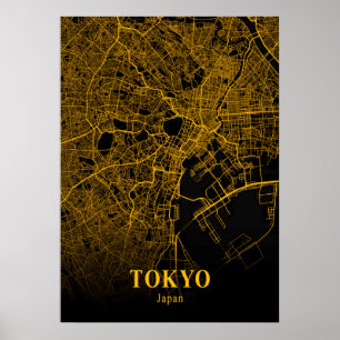 Tokyo - Japan Gold City Map Poster