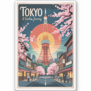 Tokyo Japan Illustration Travel Art Vintage