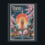 Tokyo Japan Illustration Travel Art Vintage Postcard<br><div class="desc">Tokyo retro vector travel design. Tokyo,  the vibrant capital of Japan,  blends cutting-edge innovation with deep-rooted tradition,  offering everything from historic temples and bustling markets to towering skyscrapers and electric nightlife.</div>