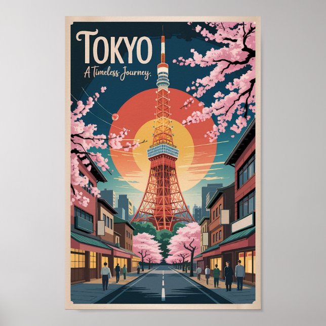 Tokyo Japan Illustration Travel Art Vintage Poster (Front)