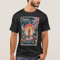 Tokyo Japan Illustration Travel Art Vintage