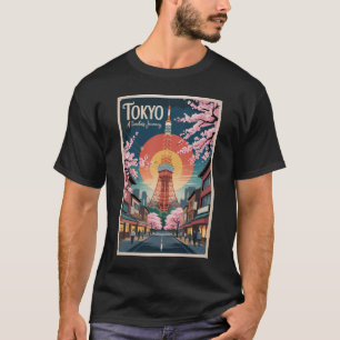 Tokyo Japan Illustration Travel Art Vintage T-Shirt