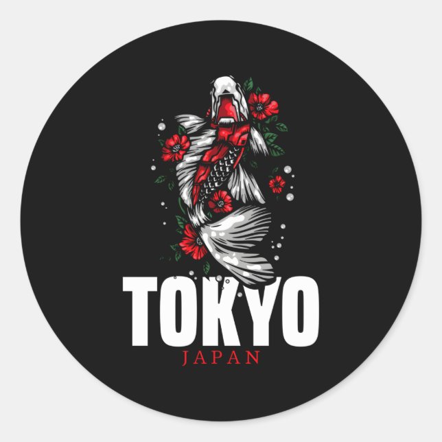 Tokyo Japan Japanese Nishikigoi Koi Fish Carp Classic Round Sticker (Front)