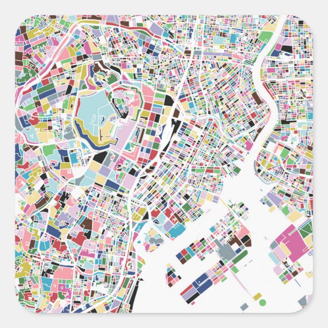 Tokyo Japan Map Square Sticker (Front)