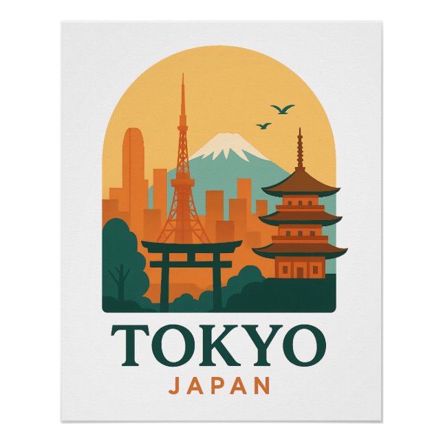 Tokyo Japan Minimalist Travel Poster – Glossy  (Front)