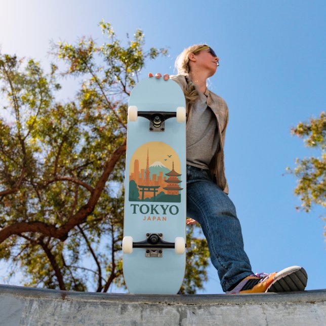 Tokyo Japan Minimalist Travel Souvenir Skateboard  (Outdoor 1)