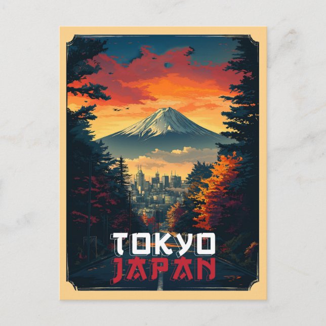 Tokyo, Japan : Mount Fuji and Cityscape Postcard (Front)