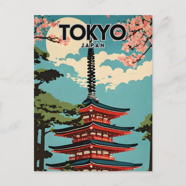 Tokyo Japan Nostalgic Retro Travel Art Postcard (Front)