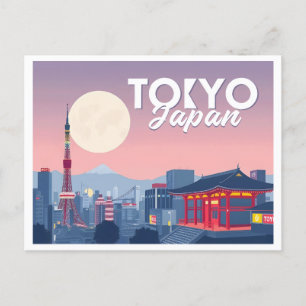 Tokyo Japan Pastel Travel Design Postcard