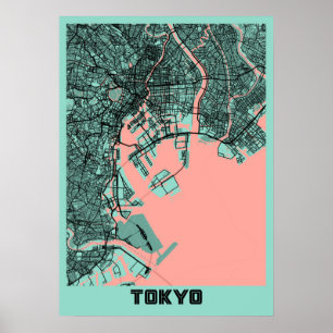 Tokyo - Japan Peony City Map Poster