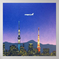 Tokyo Japan Skyline 80s Hiroshi Nagai Art