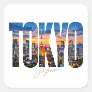 Tokyo Japan Skyline at Sunset Square Sticker