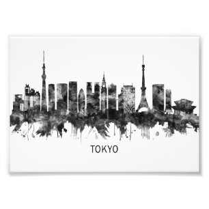 Tokyo Japan Skyline BW Photo Print