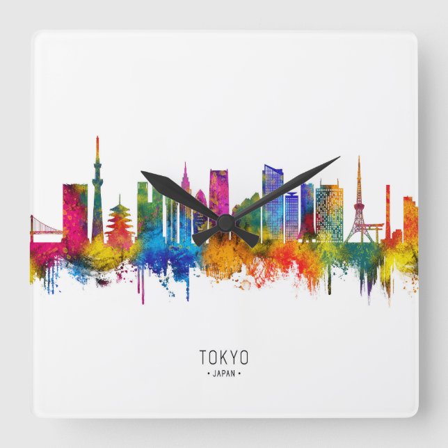 Tokyo Japan Skyline Square Wall Clock (Front)