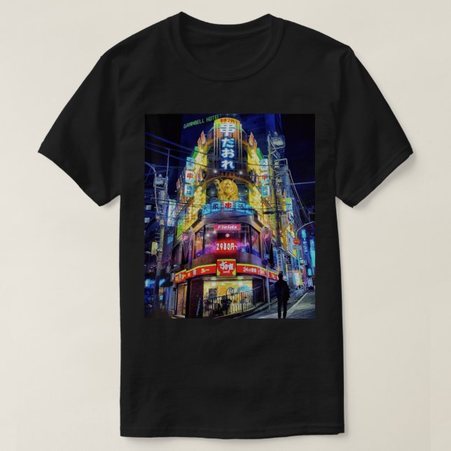 Tokyo Japan Street Night Travel Photo T-Shirt (Design Front)